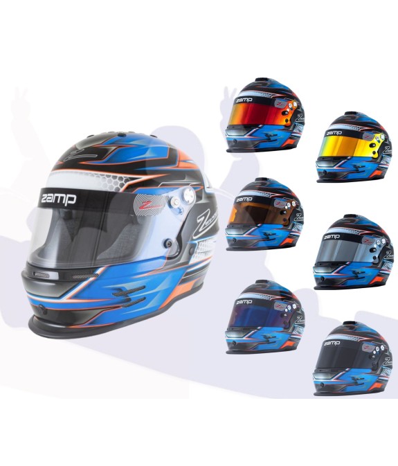 Casco Zamp RZ-42 CMR Youth Graphic Naranja/Azul para Karting | Team Martin Kart